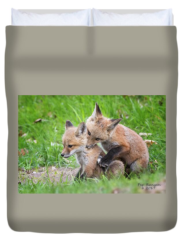 Kits Duvet Cover featuring the photograph I Wuv You by Peg Runyan