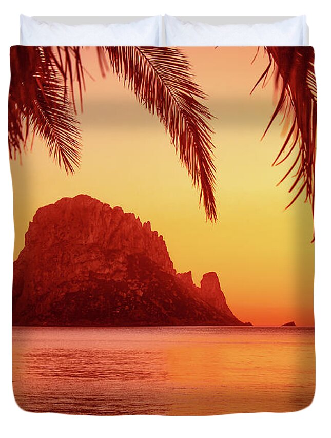 Ibiza Duvet Cover featuring the photograph Ibiza Sunset by Iryna Goodall