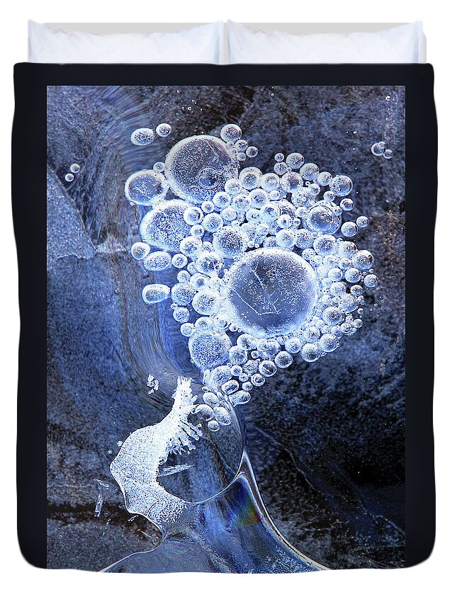 Ice Bubble Fountain Duvet Cover featuring the photograph Ice Bubble Fountain by Carolyn Derstine
