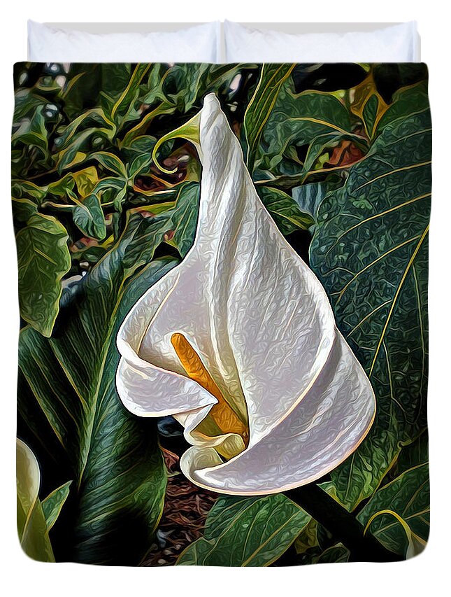 Calla Lily Duvet Cover featuring the digital art Ice Cream Calla Lily by Pennie McCracken