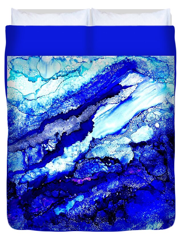 Abstract Duvet Cover featuring the painting Glacial Dreams by Sandra Lee Scott