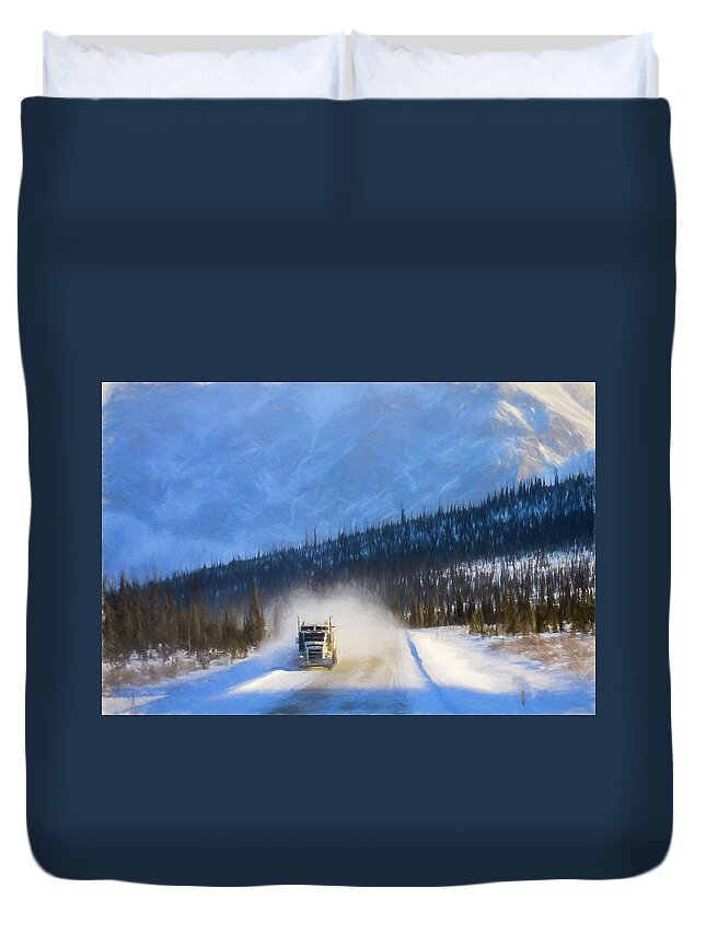 Alaska Duvet Cover featuring the photograph Ice Road Trucker by John Roach