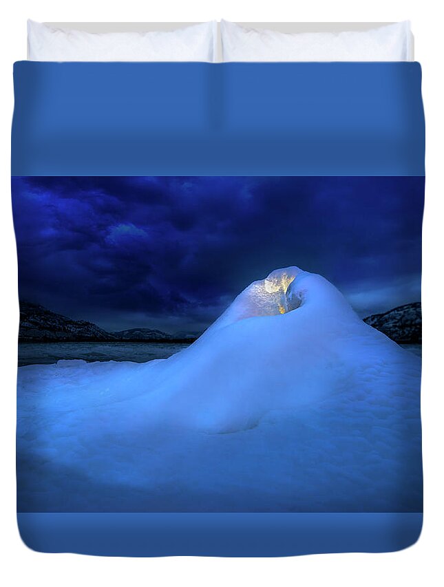 Ice Volcano Duvet Cover featuring the photograph Ice Volcano by John Poon