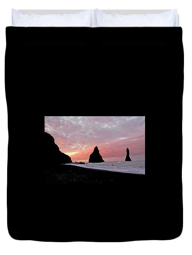 Beach Duvet Cover featuring the photograph Iceland Sunrise by Matt Cegelis