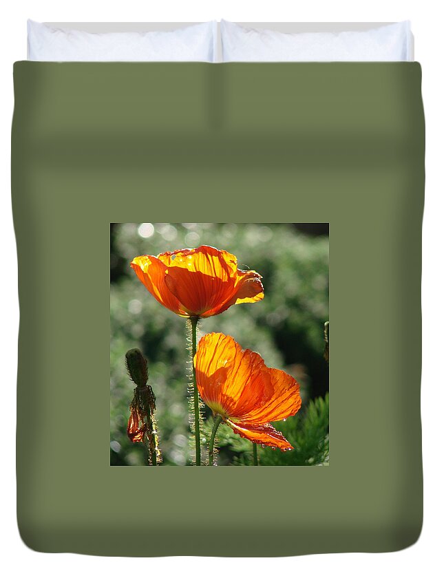Poppy Duvet Cover featuring the photograph Icelandic Poppies by Liz Vernand
