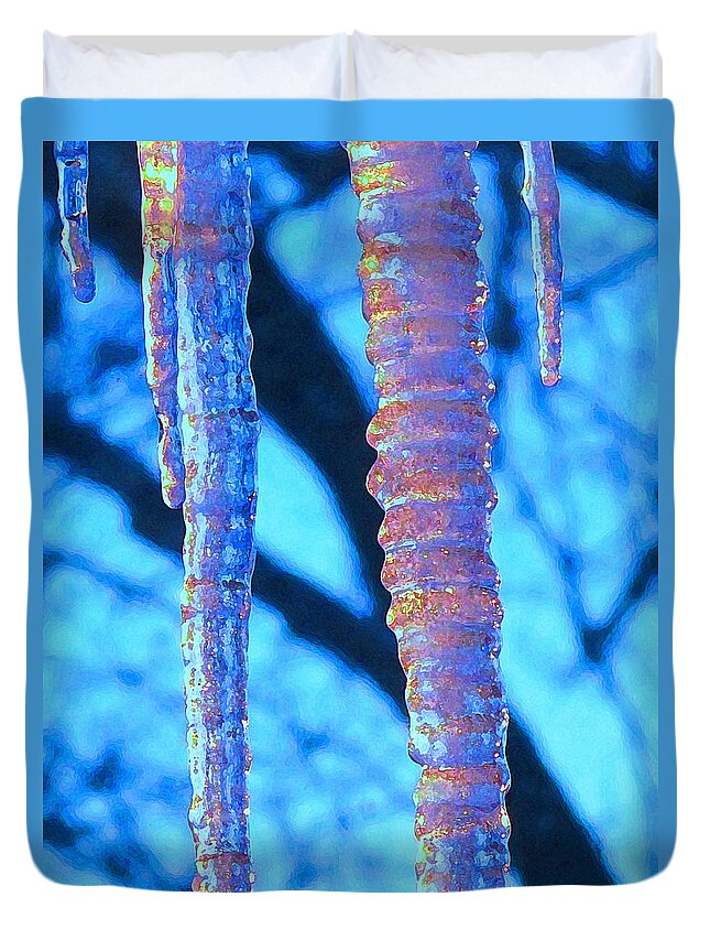Icicle Duvet Cover featuring the photograph Icicles Four by Ian MacDonald