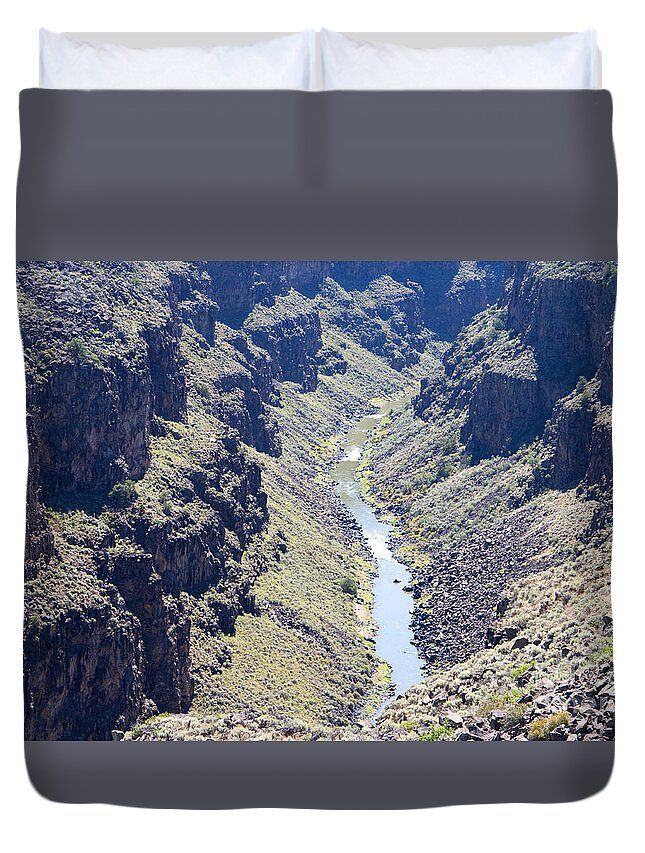Gorge Duvet Cover featuring the photograph North and South of the Border with the Rio Grande by Brenda Kean