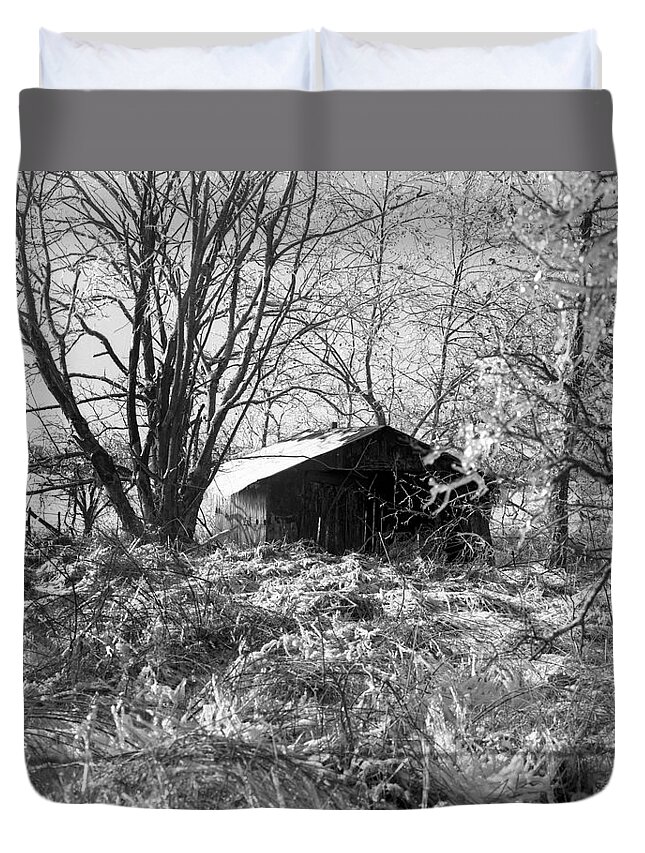 Winter Duvet Cover featuring the photograph Icy-barn by Curtis J Neeley Jr