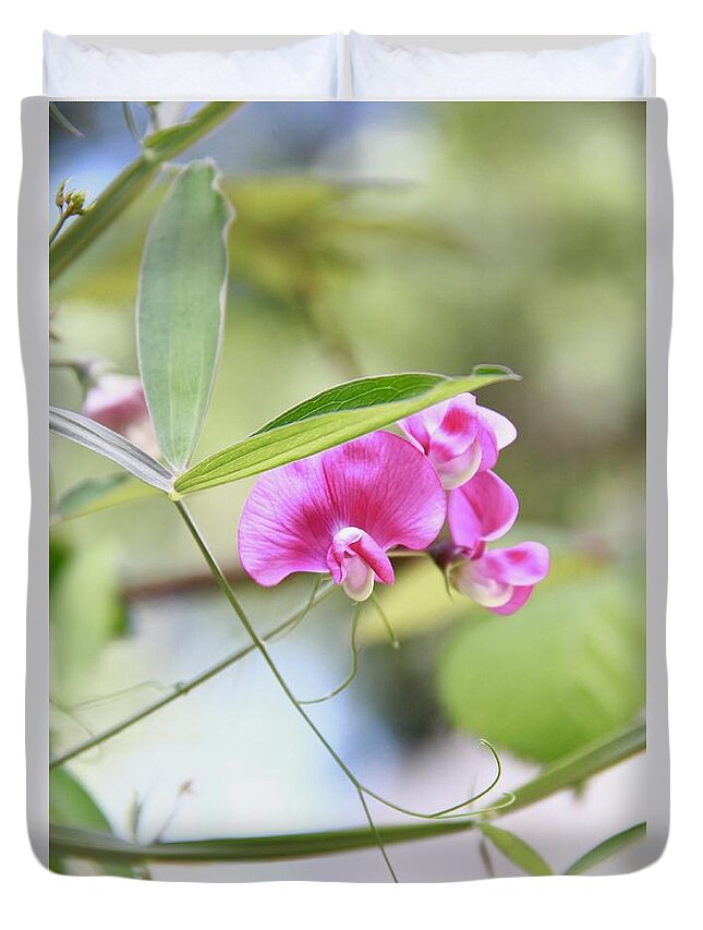 Sweet Pea Duvet Cover featuring the photograph Idyllwild Pink by Suzanne Oesterling