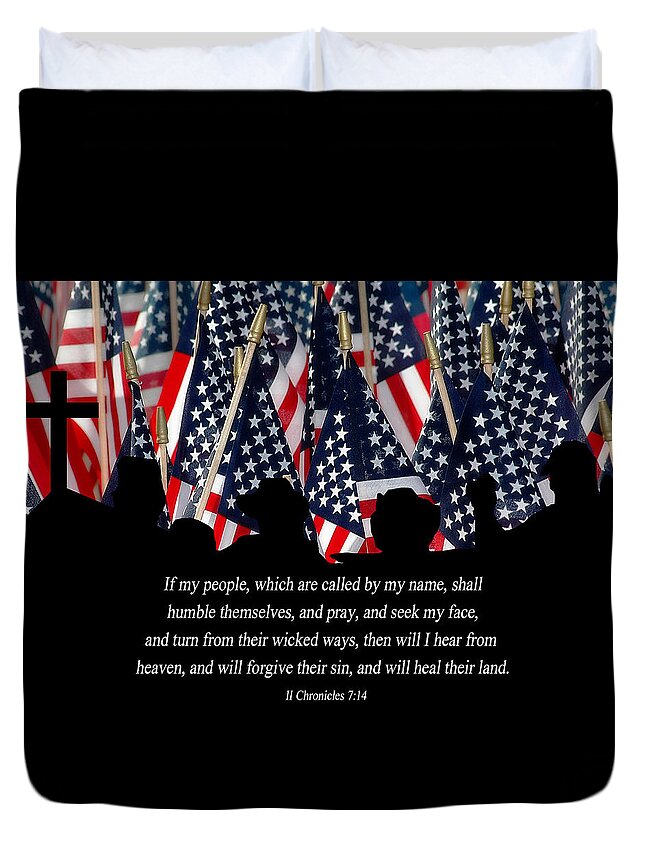 American Flags Duvet Cover featuring the photograph If My People by Carolyn Marshall