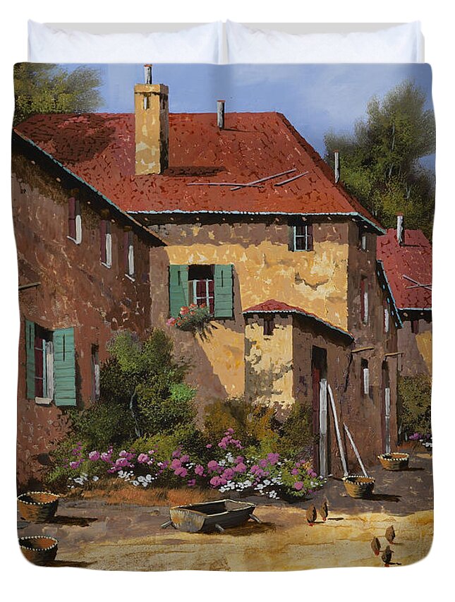 Chariot Duvet Cover featuring the painting Il Carretto by Guido Borelli