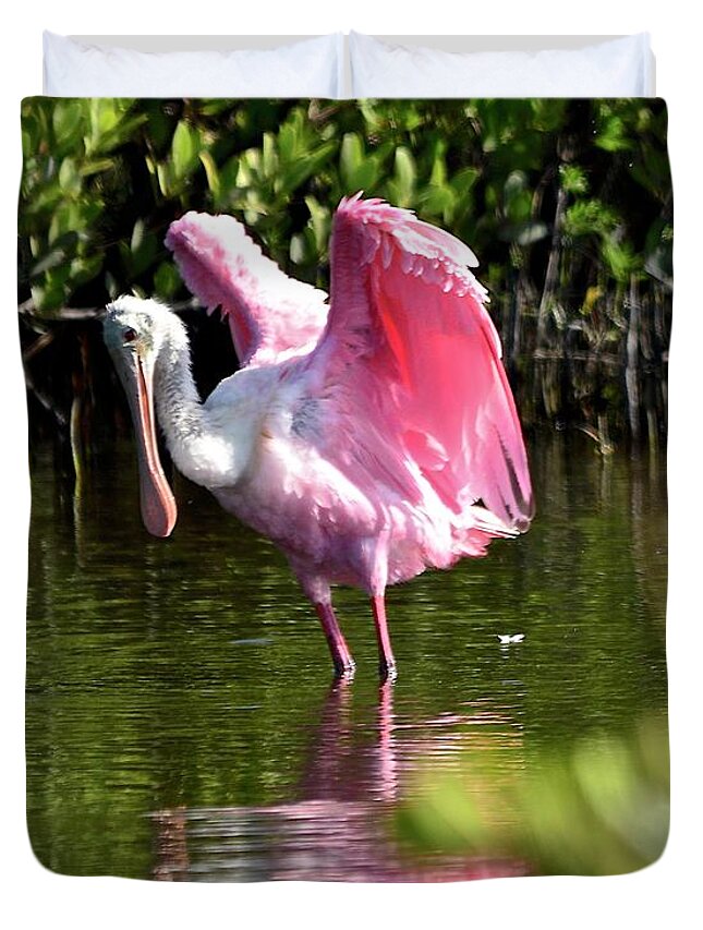 Spoonbill Duvet Cover featuring the photograph I Believe I Can Fly by Carol Bradley