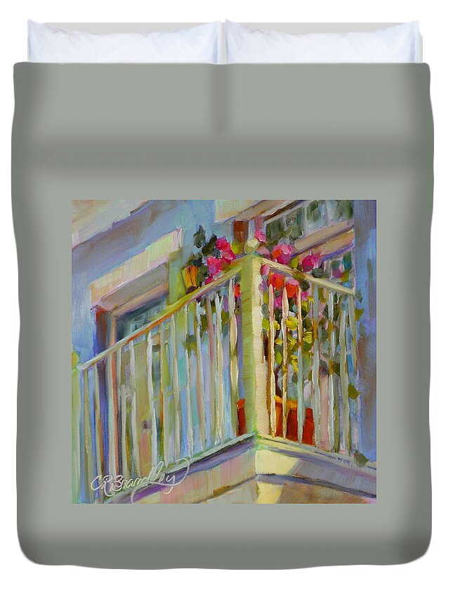 Balcony Duvet Cover featuring the painting I'll Leave the Porch Light On by Chris Brandley