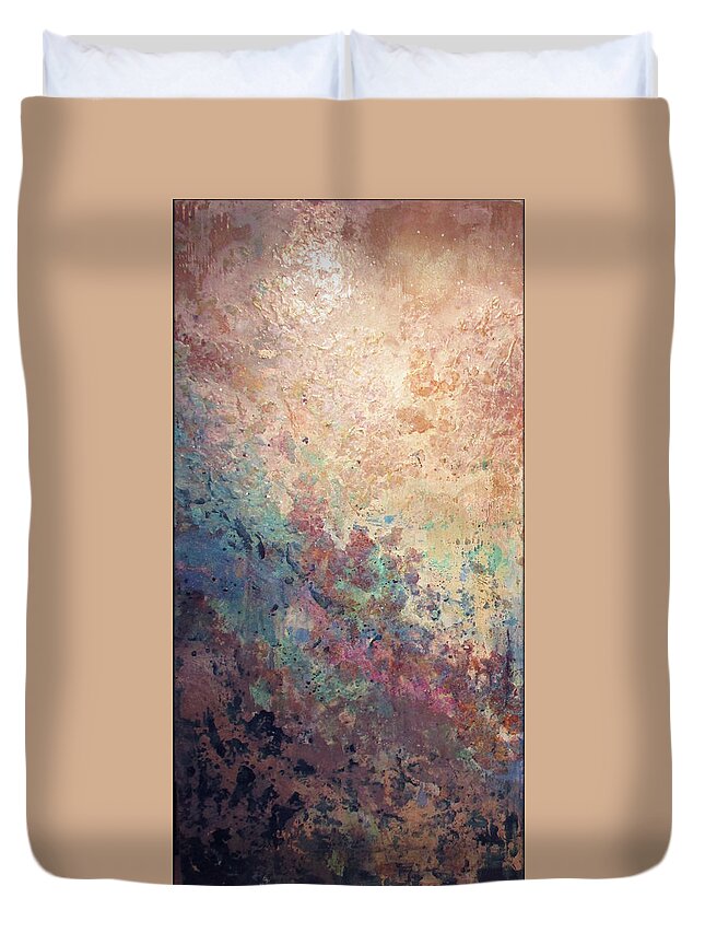 Mica Duvet Cover featuring the painting Illuminated Valley I Diptych by Shadia Derbyshire