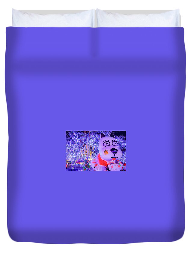 Japan Duvet Cover featuring the photograph Illumination Dog by Street Fashion News