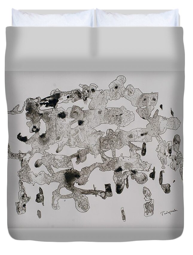 Abstract Art Duvet Cover featuring the painting Illusioned Part 1 by Pushpak Chattopadhyay