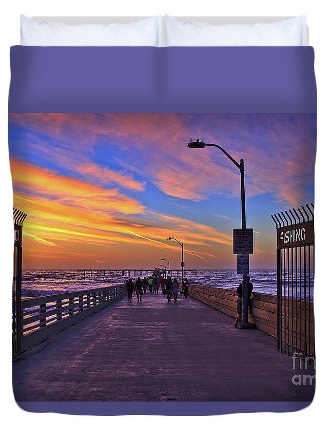 Ocean Beach Duvet Cover featuring the photograph I'm glad I made it out to the Ocean Beach Pier by Sam Antonio