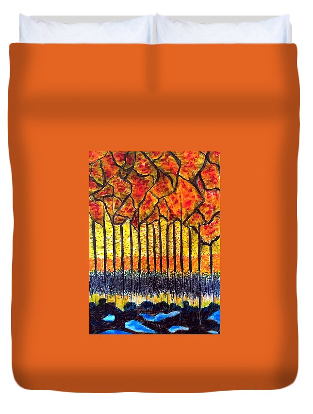 Trees Duvet Cover featuring the drawing Imaginarium by Dennis Ellman