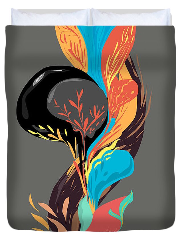Abstract Duvet Cover featuring the digital art Imaginary Plants No.2 by Noppadol Sankankaew