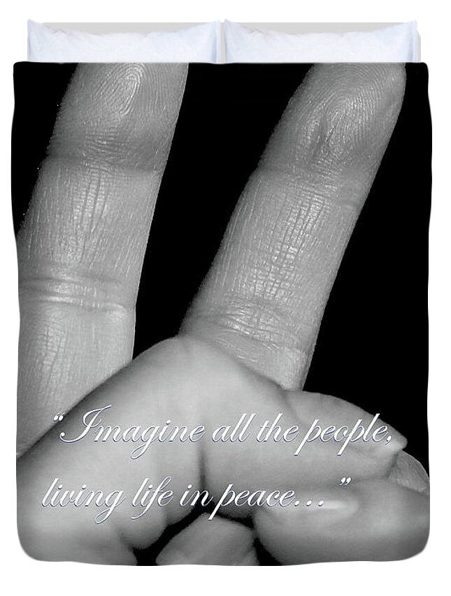 John Lennon Duvet Cover featuring the photograph Imagine Peace by Nina Silver
