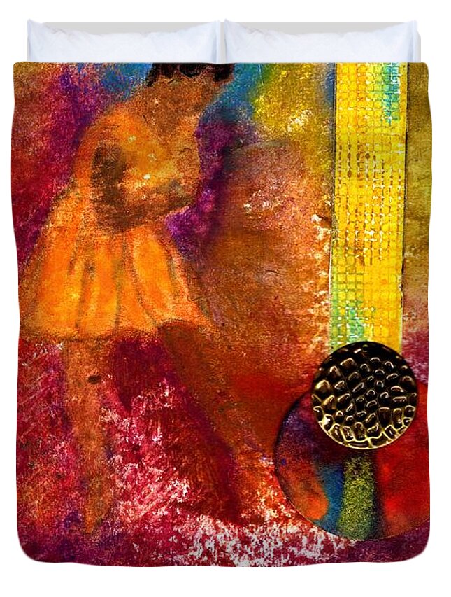Gretting Cards Duvet Cover featuring the mixed media Imagine Winning by Angela L Walker
