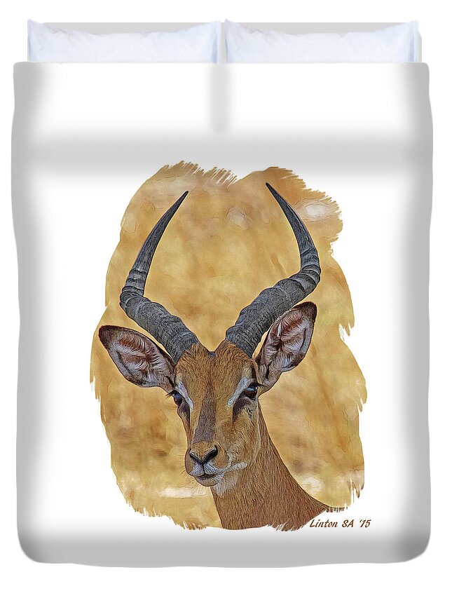 African Impala Duvet Cover featuring the digital art Impala by Larry Linton