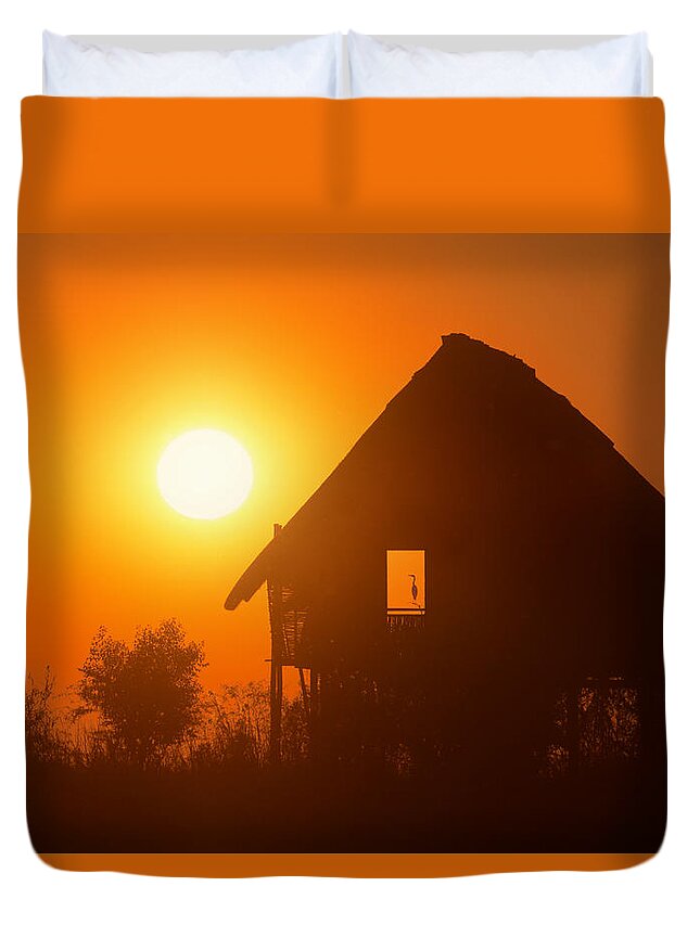 Sunset Duvet Cover featuring the photograph Impalila Island Sunset No. 4 by Joe Bonita