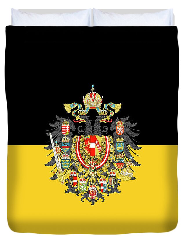 Flag Duvet Cover featuring the digital art Habsburg flag with Imperial Coat of Arms 1 by Helga Novelli