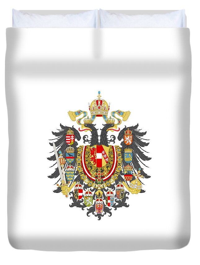 Flag Duvet Cover featuring the digital art Imperial Coat of Arms of the Empire of Austria-Hungary transparent by Helga Novelli
