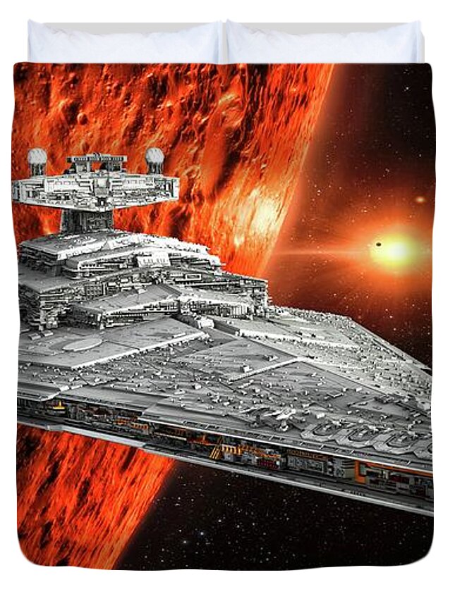 Imperial Star Destroyer Duvet Cover featuring the digital art Imperial Star Destroyer by Louis Ferreira