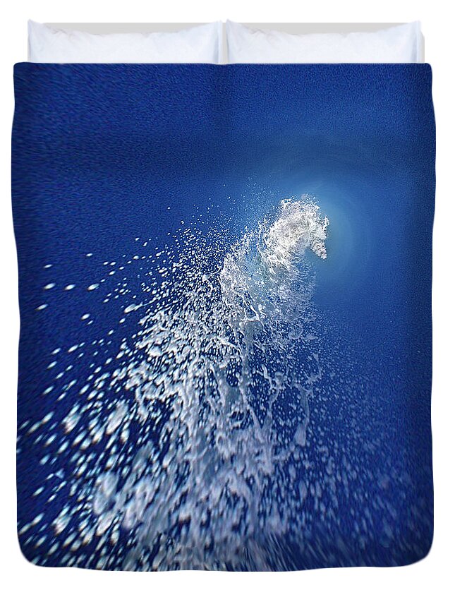 Water Duvet Cover featuring the photograph In a Dash of a Splash Clash in a Mish Mash within a short Flash by Wernher Krutein