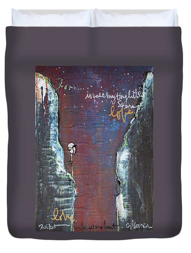 Cliffs Duvet Cover featuring the painting In All My Tiny Little Stars by Laurie Maves ART