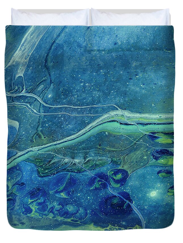 Abstract Duvet Cover featuring the painting In Depths Unknown by Joanne Grant