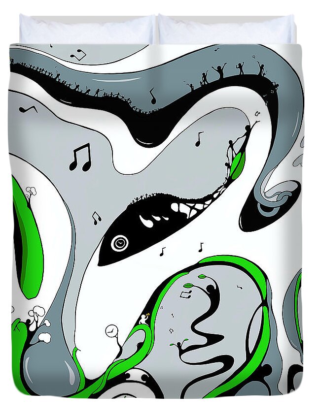 Jazz Duvet Cover featuring the drawing In Harmony by Craig Tilley