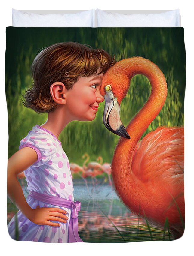 Flamingo Duvet Cover featuring the digital art In The Eye Of The Beholder by Mark Fredrickson