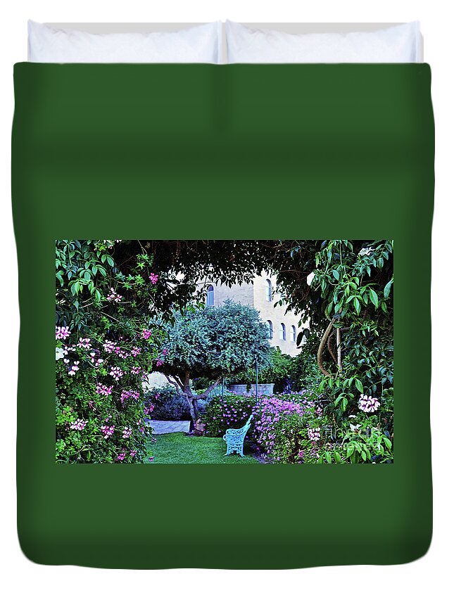Garden Duvet Cover featuring the photograph In The Garden at Mount Zion Hotel by Lydia Holly