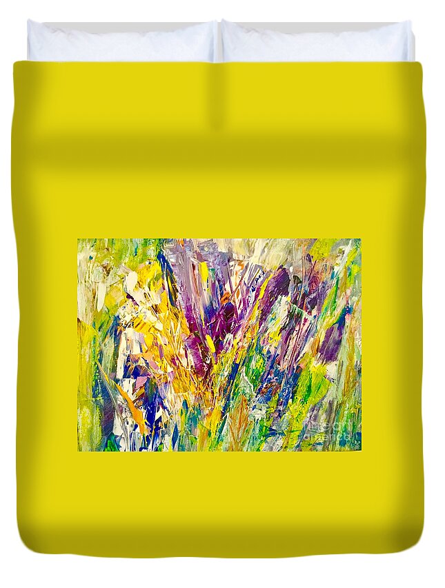 Reeds Duvet Cover featuring the painting In The Marsh by Elle Justine