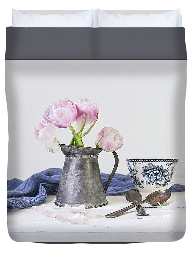 Tulip Duvet Cover featuring the photograph In The Moment by Kim Hojnacki