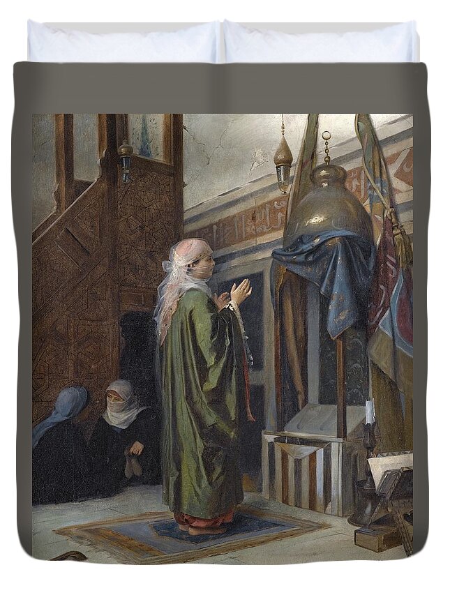 Theodoros Ralli Duvet Cover featuring the painting In The Mosque by Celestial Images