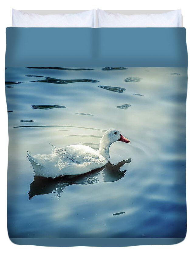 Photography Duvet Cover featuring the digital art In the Pond by Terry Davis