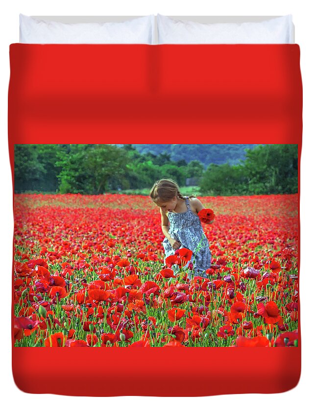 Poppies Duvet Cover featuring the photograph In The Poppy Field by Keith Armstrong