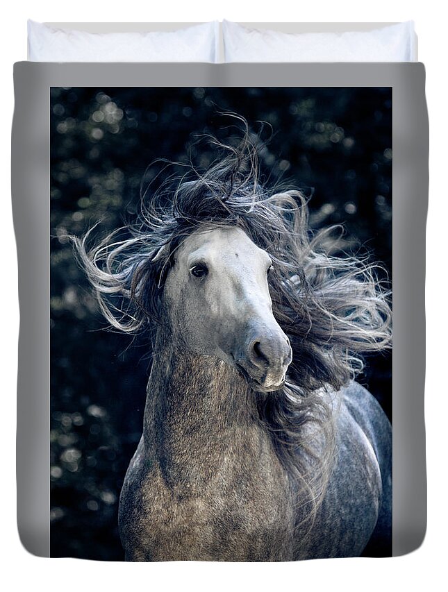 Russian Artists New Wave Duvet Cover featuring the photograph In the Waves of Mane by Ekaterina Druz