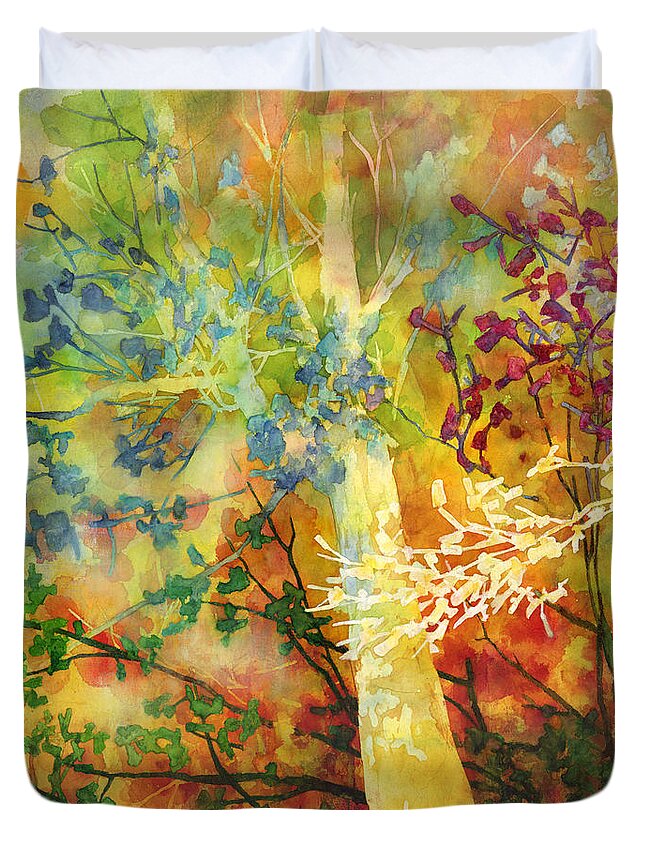 Wood Duvet Cover featuring the painting In the Woods by Hailey E Herrera