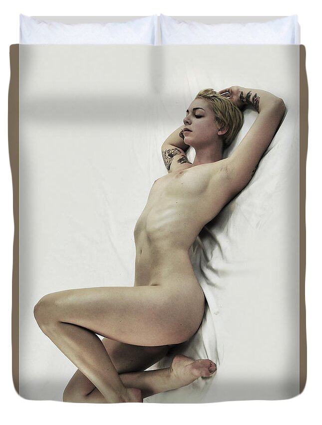 Artistic Photographs Duvet Cover featuring the photograph Inclined nude by Robert WK Clark