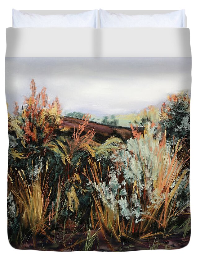 Sagebrush Duvet Cover featuring the painting Incoming Fog by Sandi Snead