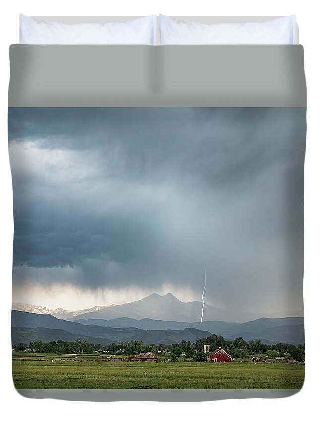 Severe Duvet Cover featuring the photograph Incoming Country Lightning Storm by James BO Insogna