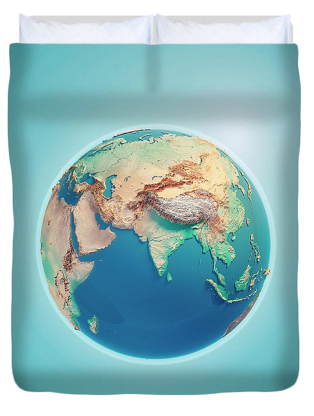India Duvet Cover featuring the digital art India 3D Render Planet Earth by Frank Ramspott
