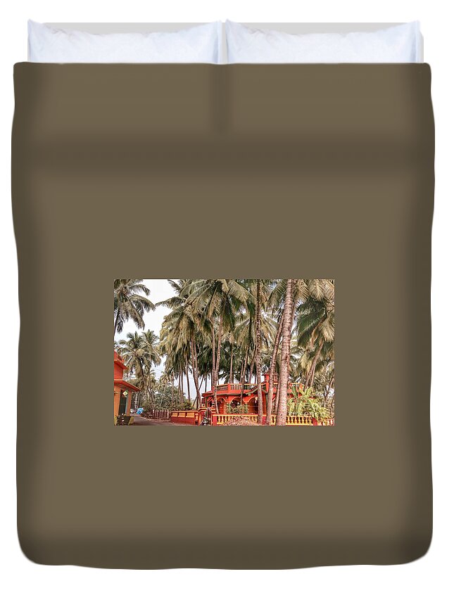 Palm Trees Duvet Cover featuring the photograph India house by LeLa Becker