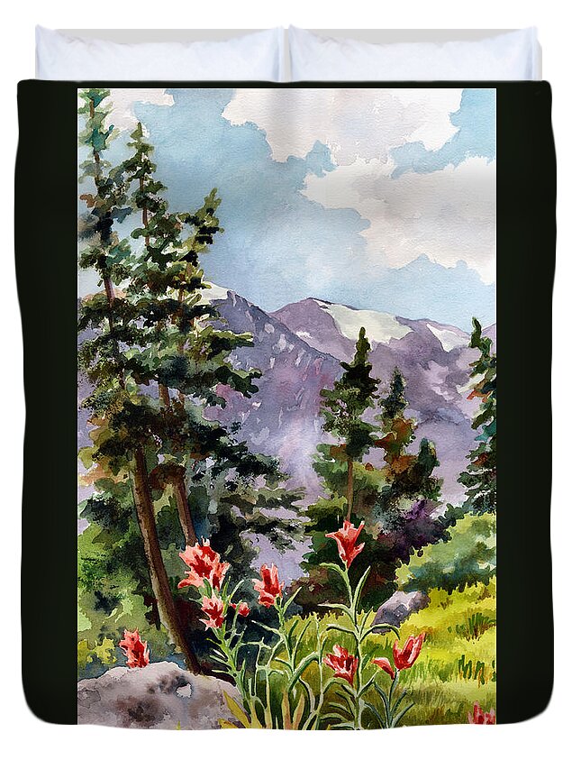 Colorado Art Duvet Cover featuring the painting Indian Paintbrush by Anne Gifford