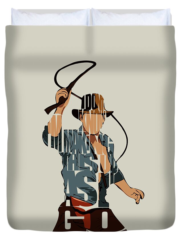 Indiana Jones Duvet Cover featuring the painting Indiana Jones - Harrison Ford by Inspirowl Design